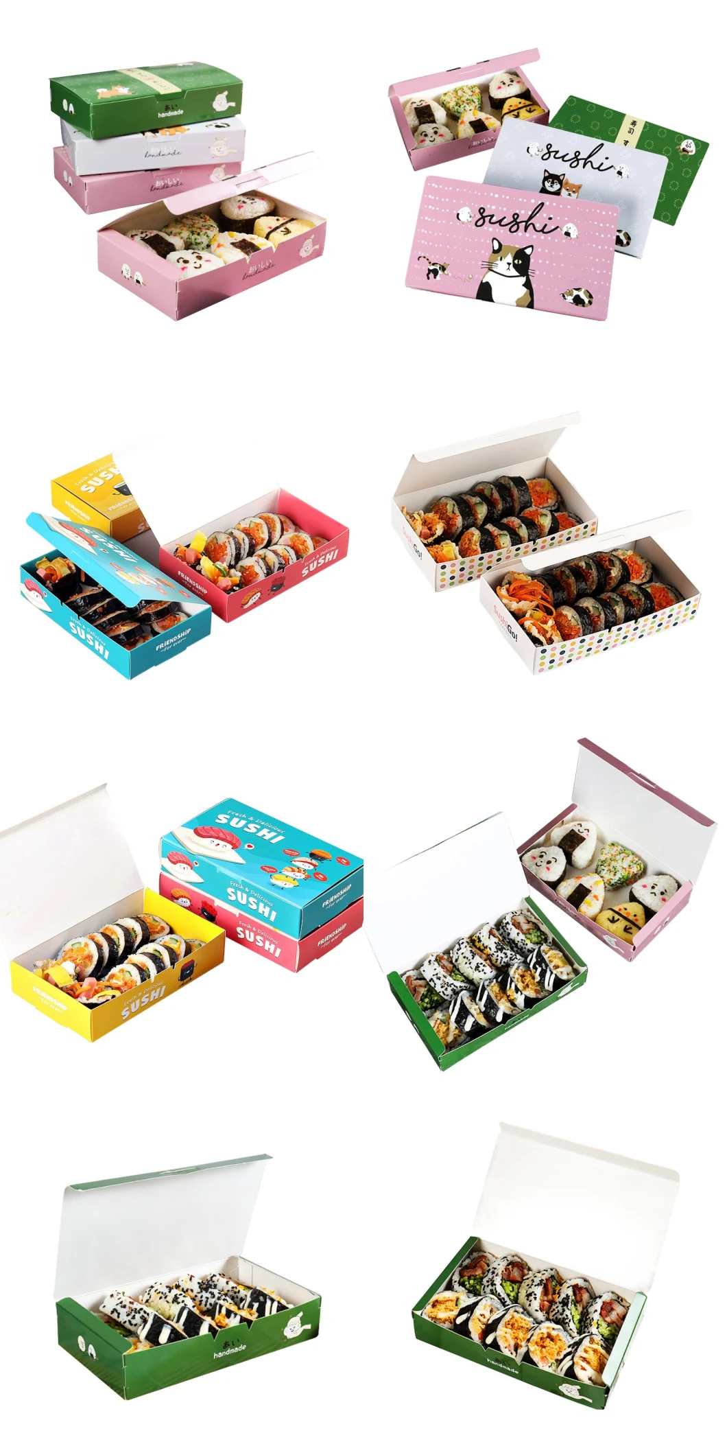 Custom Logo Printing Eco-Friendly Fast Food Boxes Restaurant Takeaway Packaging for Sushi Box