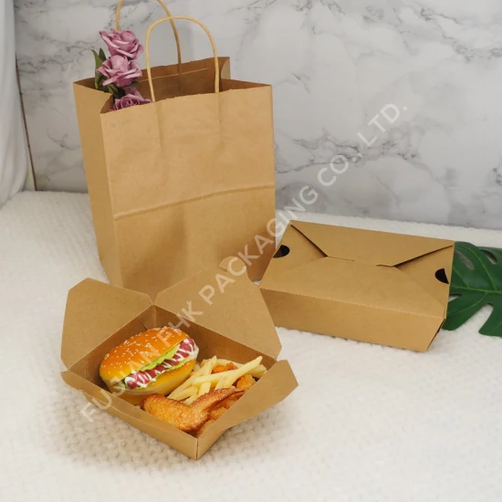 Cheap Price Custom Logo Printing White Brown Fast Food Packaging for Chicken Salad