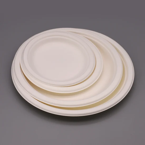 Compostable Bagasse Round Plates 8′ Inch Fast Food Packagings