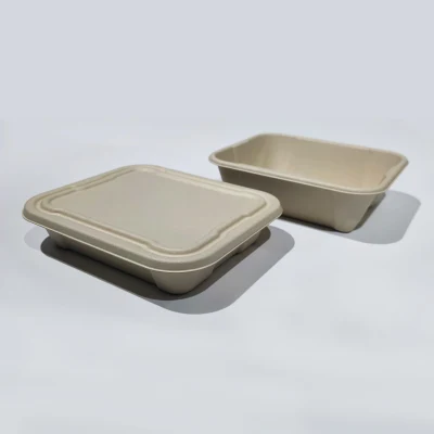 Custom Logo Eco-Friendly Pfas Free Disposable Sugarcane Fiber Lunch Box Fried Chicken Fast Food Takeaway Food Packaging