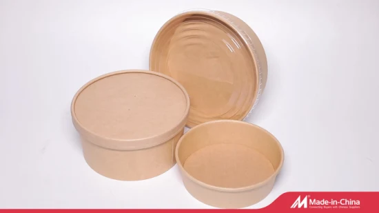 Eco-Friendly Biodegradable Takeaway Fast Food Container Disposable Kraft Paper Bowl Factory Price Paper Lunch Box Packaging with Lid